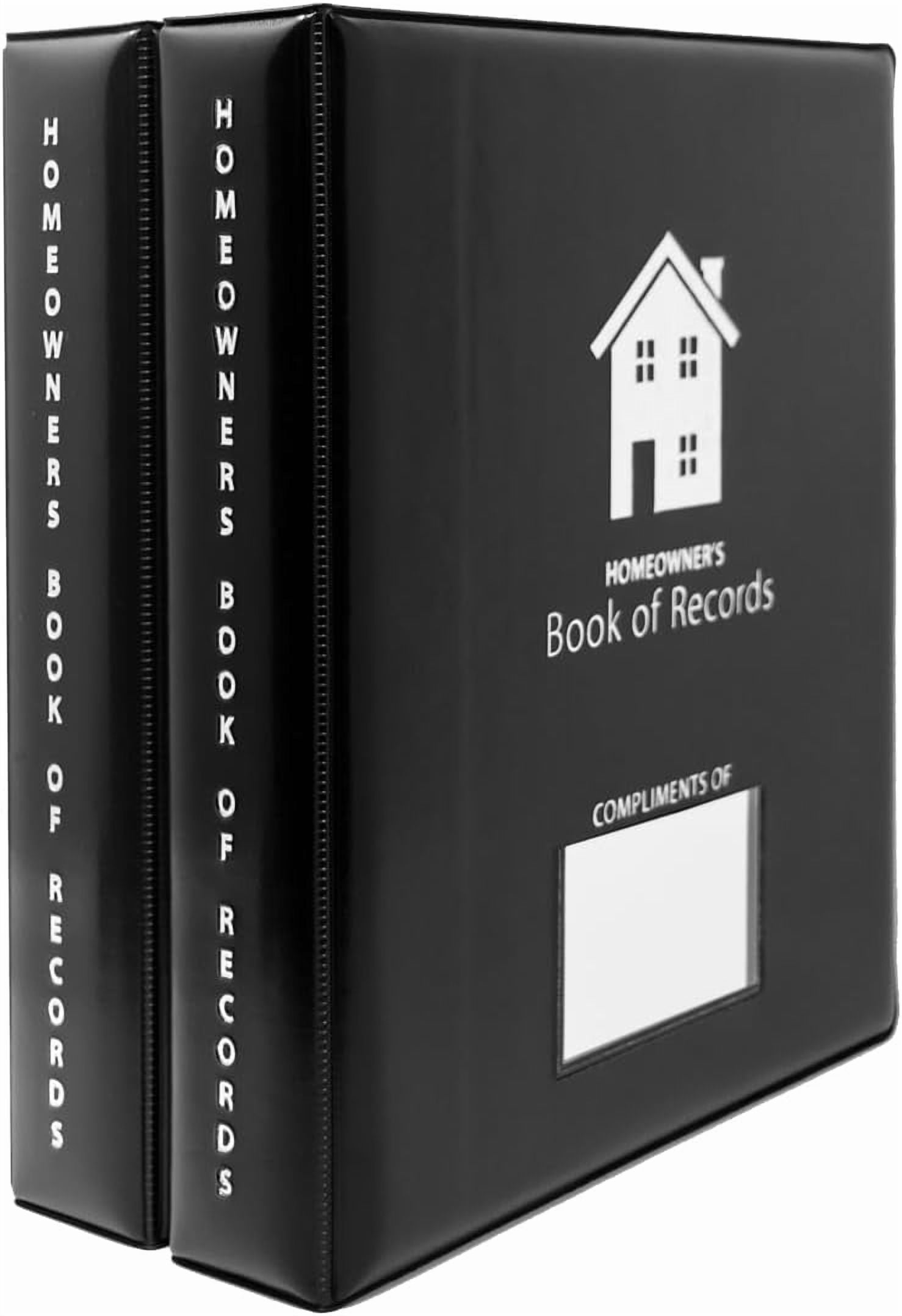 Homeowner's Book of Records Binder 2 Pack Black - Organize Household Receipts, Repair Logs & Inventory with 13 Envelopes for Real Estate Closing Gifts