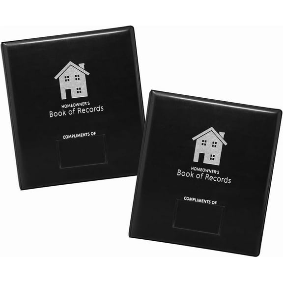 Homeowner's Book of Records Binder, Organize Household Receipts and Home Repair Record Keeping (Black - 2 Pack)