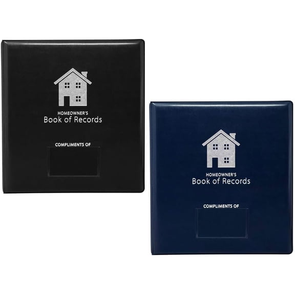 Homeowner's Book of Records Binder, Organize Household Receipts and Home Repair Record Keeping (Black and Navy)