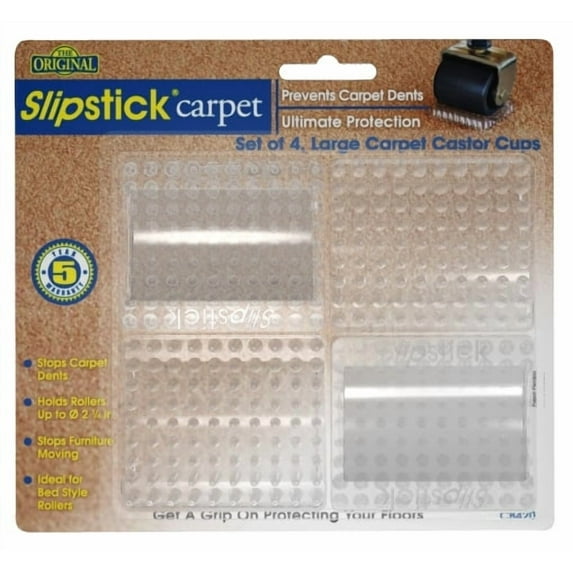 Homeplace Parts Slipstick Gripper Maximum Protection Carpet Castor Cups, Set of 4