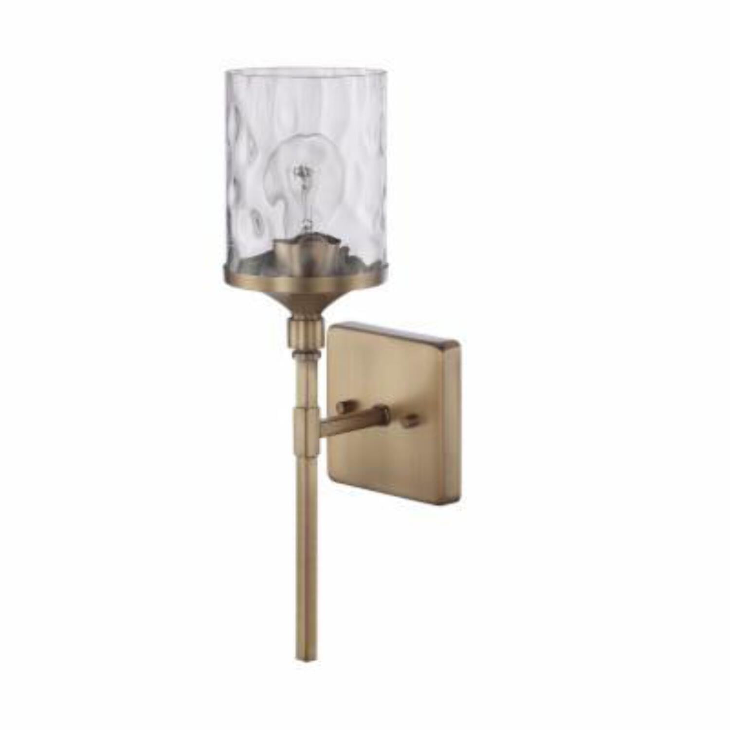 Colton Transitional 17" Aged Brass Dimmable Sconce with Water Glass Shade