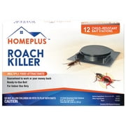 Homeplus Roach Killer Plastic Bait Stations, Indoor Roach Control, 12 Count