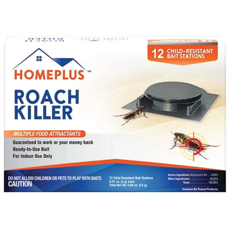 Homeplus Indoor Roach Killer Bait Stations, 12 Count, Pest Control Solution