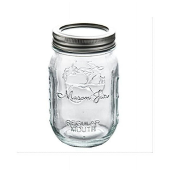 Homepoint Pint Regular Mouth Glass Mason Jar - Pack of 12