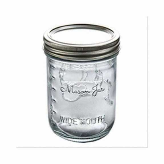 Homepoint with Pint Wide Mouth Glass Mas Jar - Pack of 12