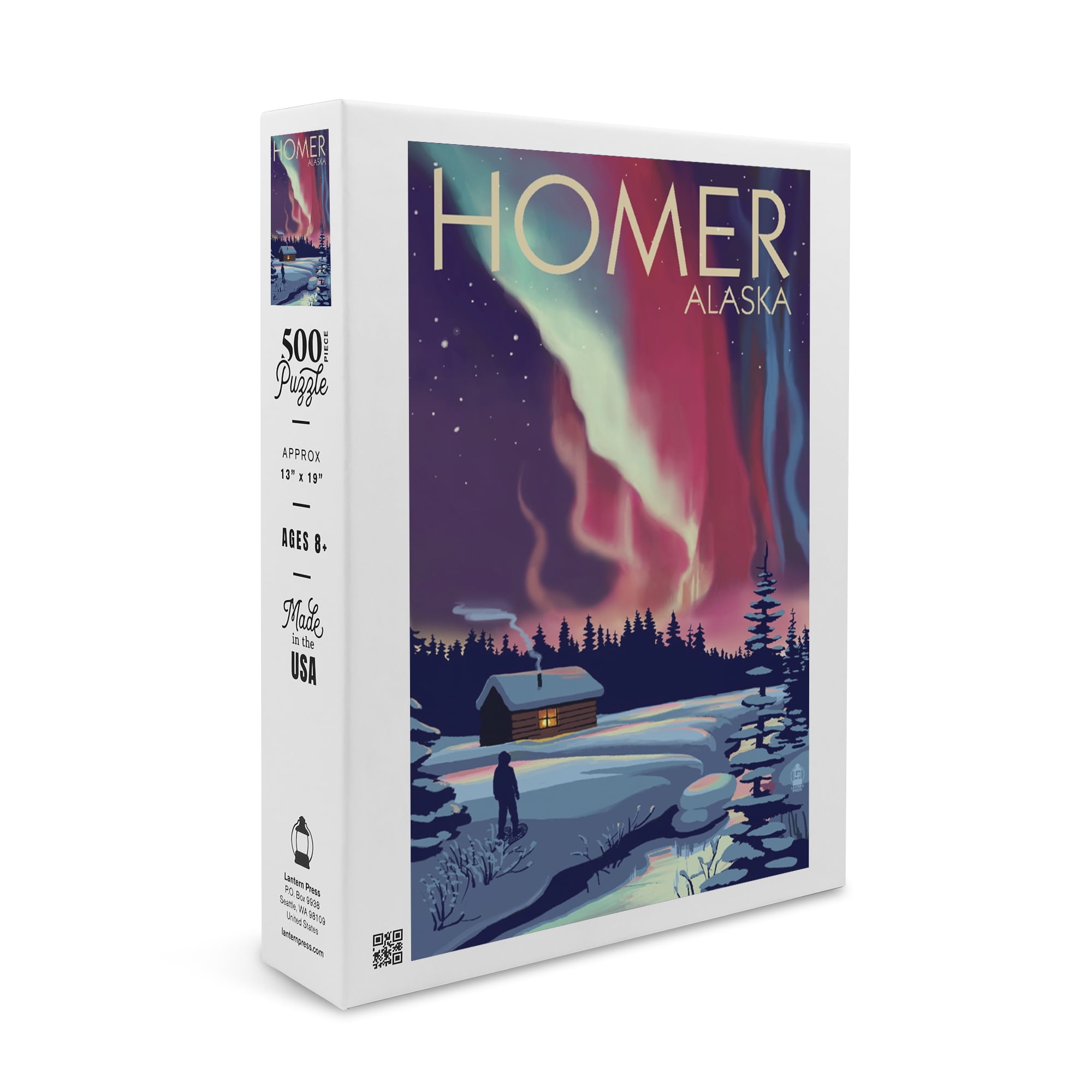 Homer, Alaska, Northern Lights and Cabin (19x27 inches, Premium 500
