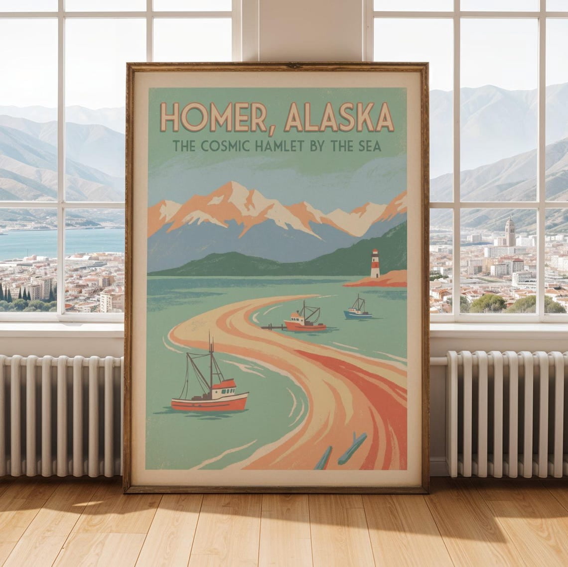 Homer Alaska Wall Art Print, Teal Mint Green Modern Retro Travel Decor ...