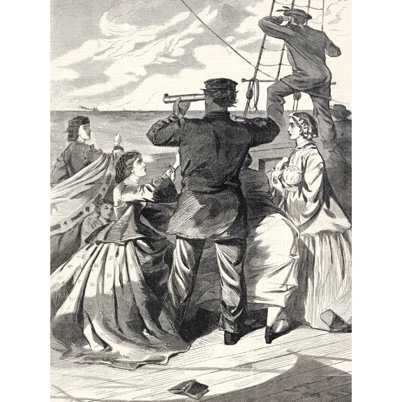Homer Approach British Pirate Ship Alabama Drawing Extra Large XL Wall Art Poster Print