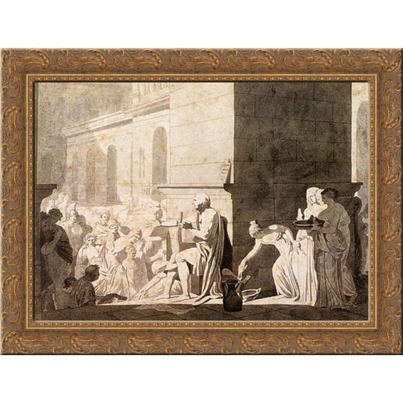 Homer Reciting his Verses to the Greeks 24x20 Gold Ornate Wood Framed Canvas Art by David, Jacques Louis