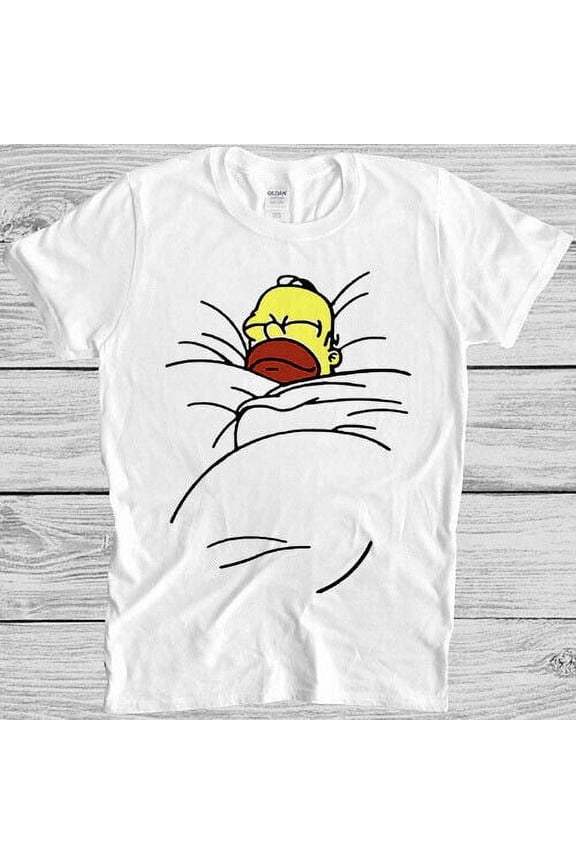 Homer Simpson Sleeping Lazy The Simpson Funny Cartoon Cool Gift Tee T Shirt 7098