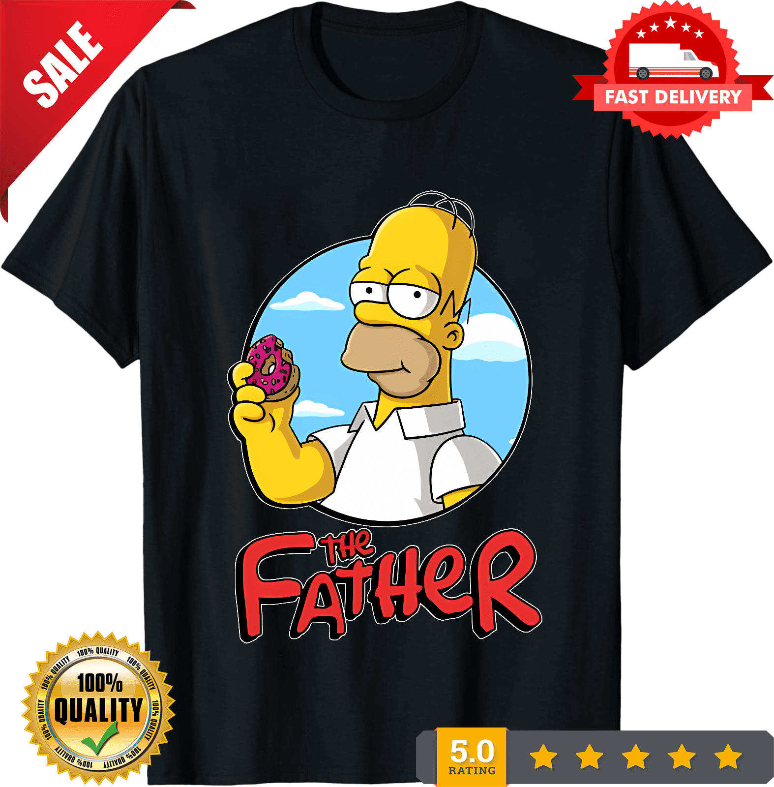 Homer Simpson The father , Short Sleeve T- Shirt Men G803, ULTRA ...
