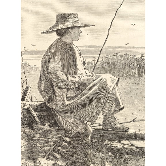 Homer Watching Crows Woman Sitting 1868 Drawing Extra Large XL Wall Art Poster Print