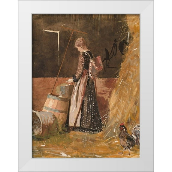 Homer, Winslow 12x14 White Modern Wood Framed Museum Art Print Titled - Fresh Eggs