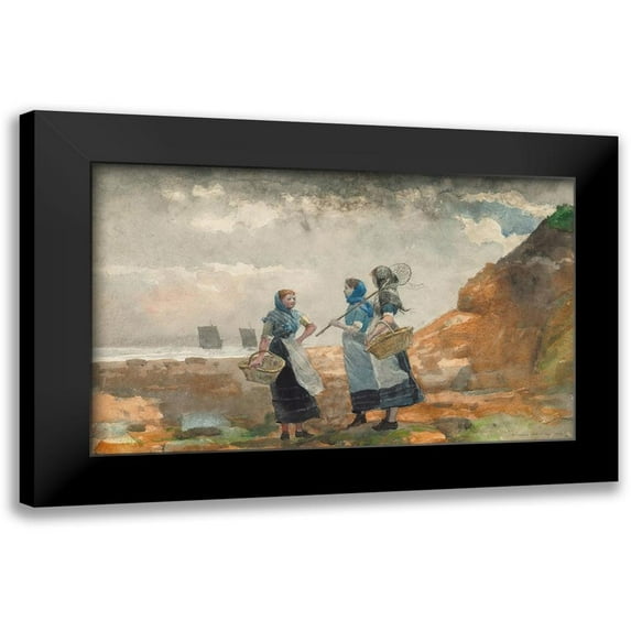 Homer, Winslow 14x10 Black Modern Framed Museum Art Print Titled - Three Fisher Girls, Tynemouth