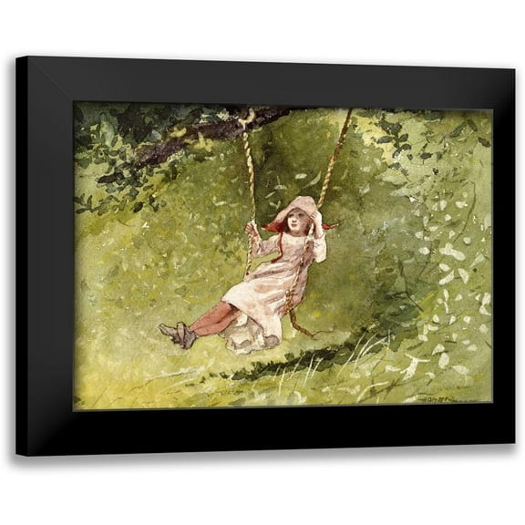 Homer, Winslow 14x11 Black Modern Framed Museum Art Print Titled - Girl on a Swing