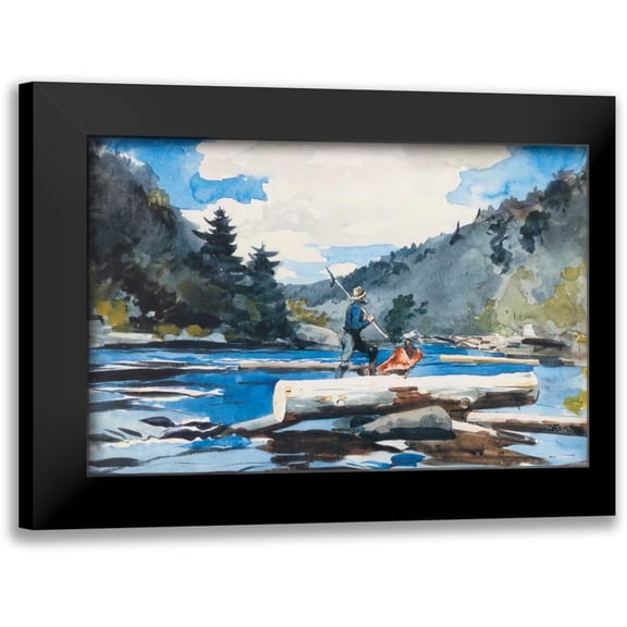 Homer, Winslow 14x11 Black Modern Framed Museum Art Print Titled - Hudson River Logging