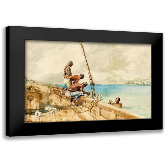Homer, Winslow 14x11 Black Modern Framed Museum Art Print Titled - The Conch Divers