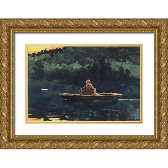 Homer, Winslow 14x11 Gold Ornate Wood Framed with Double Matting Museum Art Print Titled - The Rise
