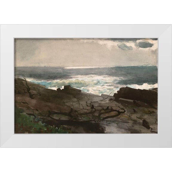 Homer, Winslow 14x11 White Modern Wood Framed Museum Art Print Titled - Sunshine and Shadow, Prouts Neck