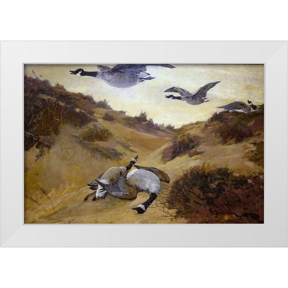 Homer, Winslow 14x11 White Modern Wood Framed Museum Art Print Titled - Wild Geese in Flight