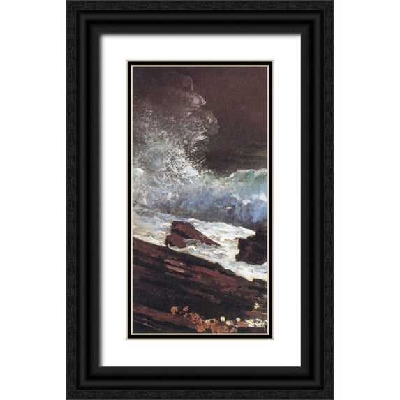 Homer, Winslow 14x24 Black Ornate Wood Framed with Double Matting Museum Art Print Titled - Sunlight On The Coast (left)