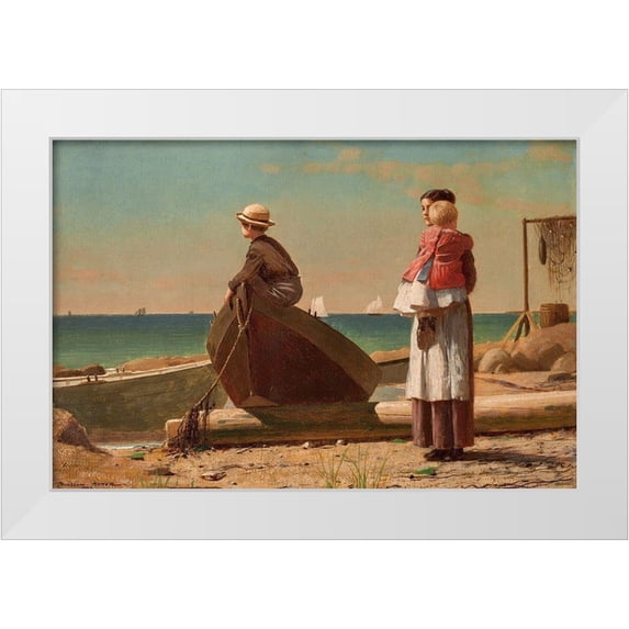 Homer, Winslow 18x13 White Modern Wood Framed Museum Art Print Titled - Dads Coming!