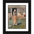 thumbnail image 1 of Homer, Winslow 19x24 Black Ornate Wood Framed with Double Matting Museum Art Print Titled - A Sick Chicken, 1 of 4