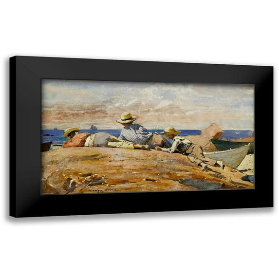 Homer, Winslow 24x15 Black Modern Framed Museum Art Print Titled - Three Boys on the Shore