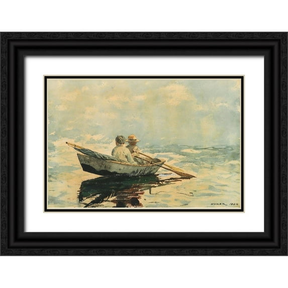 Homer, Winslow 24x17 Black Ornate Wood Framed with Double Matting Museum Art Print Titled - Rowboat