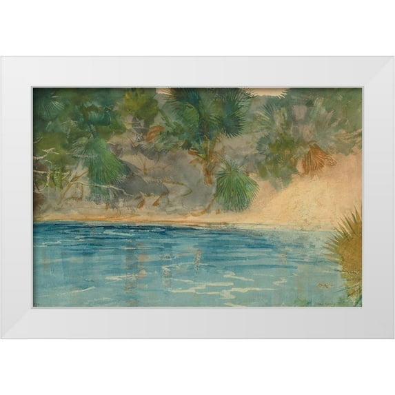 Homer, Winslow 24x17 White Modern Wood Framed Museum Art Print Titled - Blue Spring, Florida