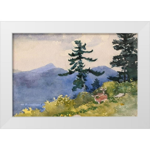 Homer, Winslow 24x17 White Modern Wood Framed Museum Art Print Titled - North Woods Club, Adirondacks