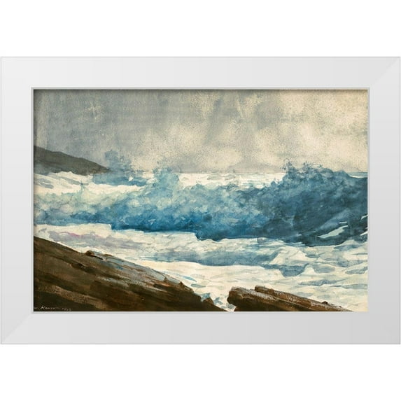 Homer, Winslow 24x17 White Modern Wood Framed Museum Art Print Titled - Prouts Neck, Breakers