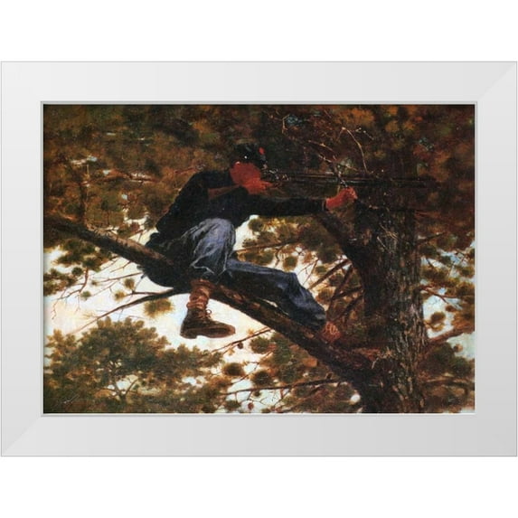 Homer, Winslow 24x18 White Modern Wood Framed Museum Art Print Titled - Sharpshooter