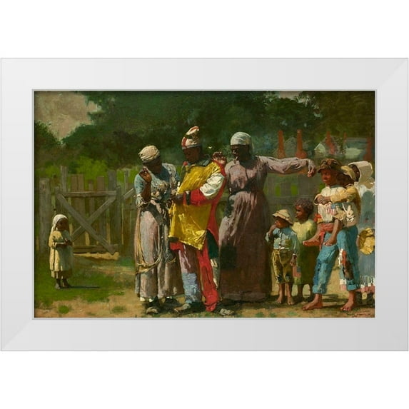 Homer, Winslow 32x23 White Modern Wood Framed Museum Art Print Titled - Dressing for the Carnival
