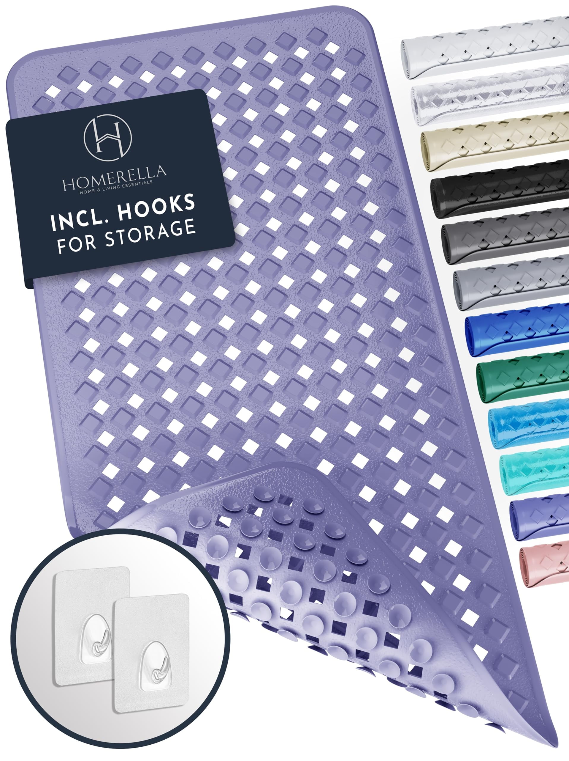 Homerella Bathtub Mat Non Slip | Anti Mold Mildew Resitant Shower Mats | 35x16" | Machine ...