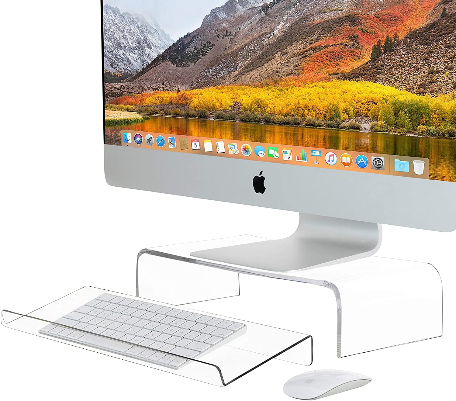 Homeries Acrylic Monitor Riser & Keyboard Stand for Home, Office ...
