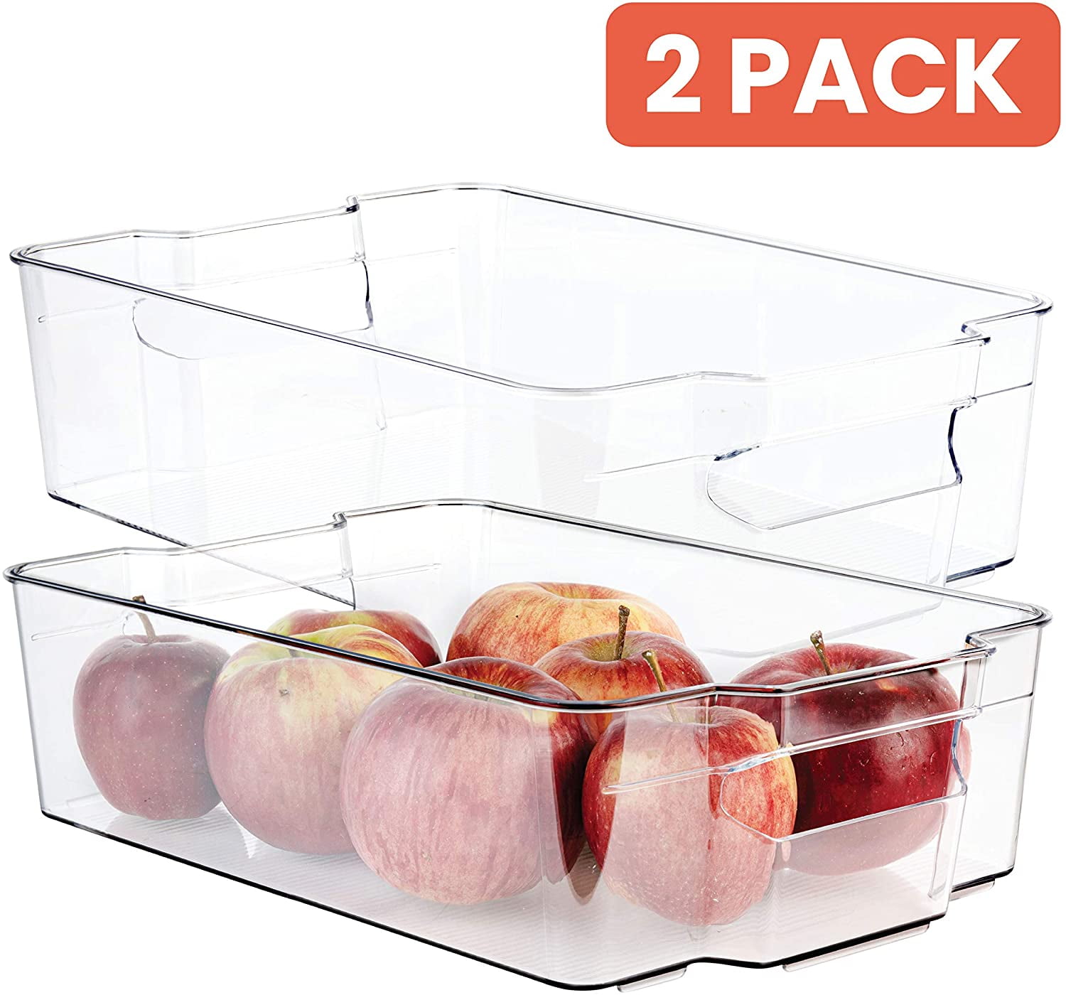 Homeries Stackable Acrylic Storage & Organization Bins Basket - for  Kitchen, Pantry, Cabinets, Refrigerator, Pantry, Offices, Closets,  Bedrooms, Bathrooms - Space Saving & Open Front (Pack of 2) 