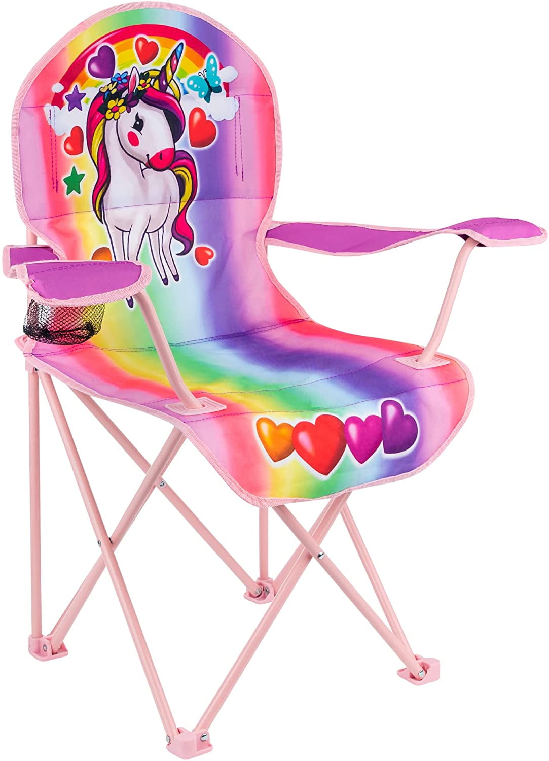 Homeries Outdoor Unicorn Chair for Kids Foldable Children s Chair for Camping Portable Carrying Bag Included Mesh Cup Holder Sturdy