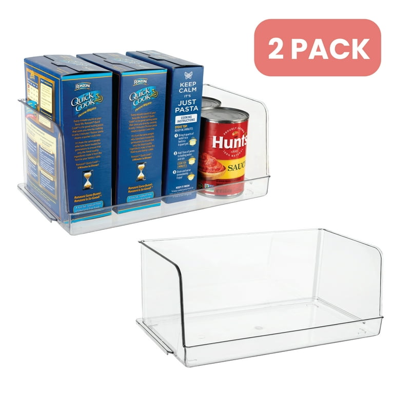 Homeries Stackable Acrylic Storage & Organization Bins Basket - for  Kitchen, Pantry, Cabinets, Refrigerator, Pantry, Offices, Closets,  Bedrooms, Bathrooms - Space Saving & Open Front (Pack of 2) 