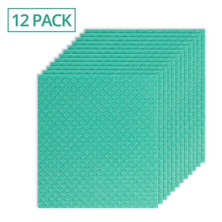 Homeries Swedish Dishcloth for Kitchen (Bulk Pack of 12) – Reusable Cellulose Sponge Cloths for Cleaning – Eco Friendly, No Odor, Washable, Absorbent Cleaning Cloth Hand Towel