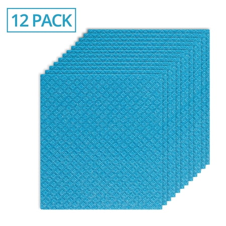 Homeries Swedish Dishcloth for Kitchen (Bulk Pack of 12) – Reusable Cellulose Sponge Cloths for Cleaning – Eco Friendly, No Odor, Washable, Absorbent Cleaning Cloth Hand Towel