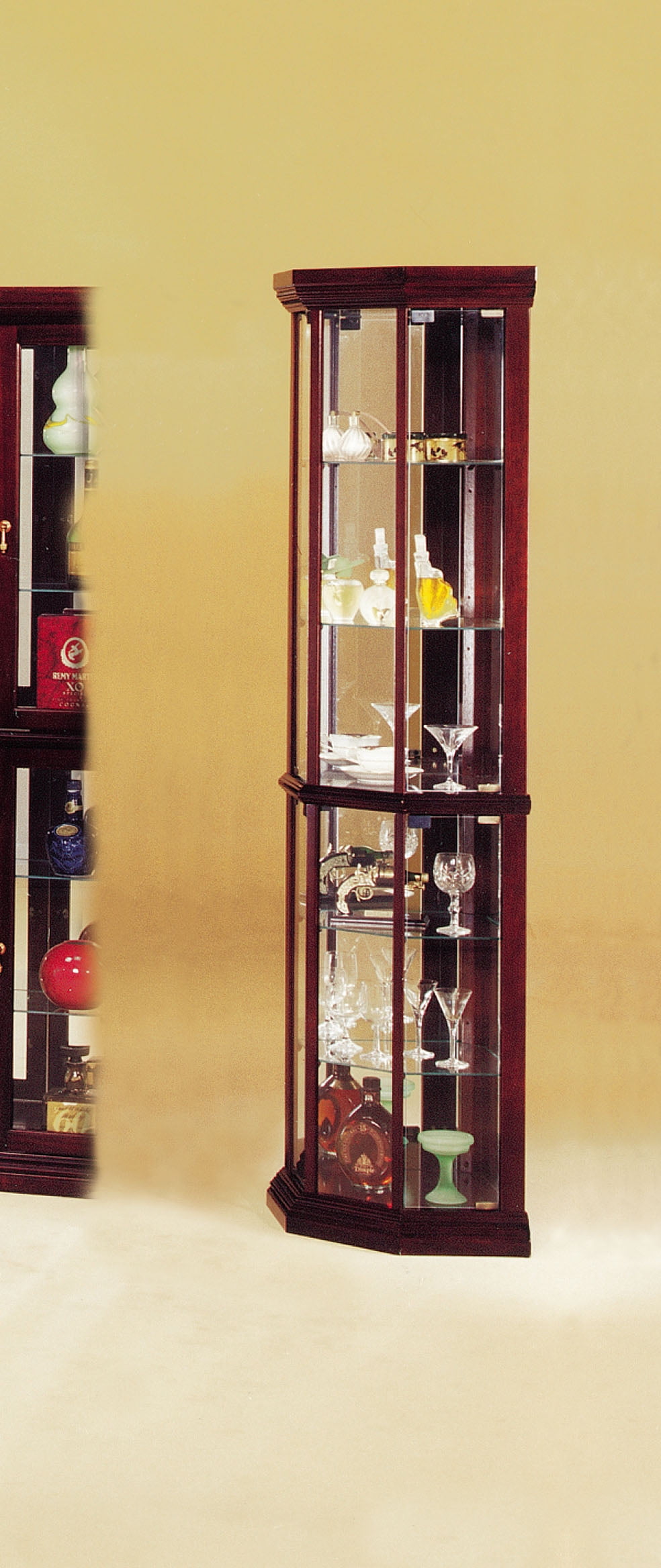 Huxley 16'' Cherry Wood and Glass Contemporary Curio Cabinet
