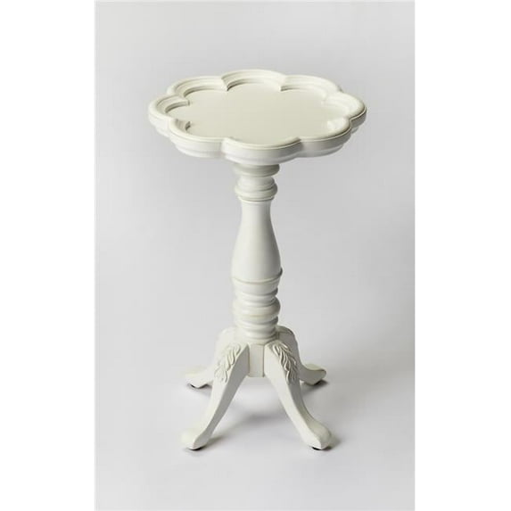Homeroots 476435 20 in. Cottage Wood Floral Top End Table, White