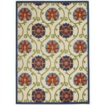Homeroots  7 x 10 ft. Vines Indoor & Outdoor Area Rug - Blue