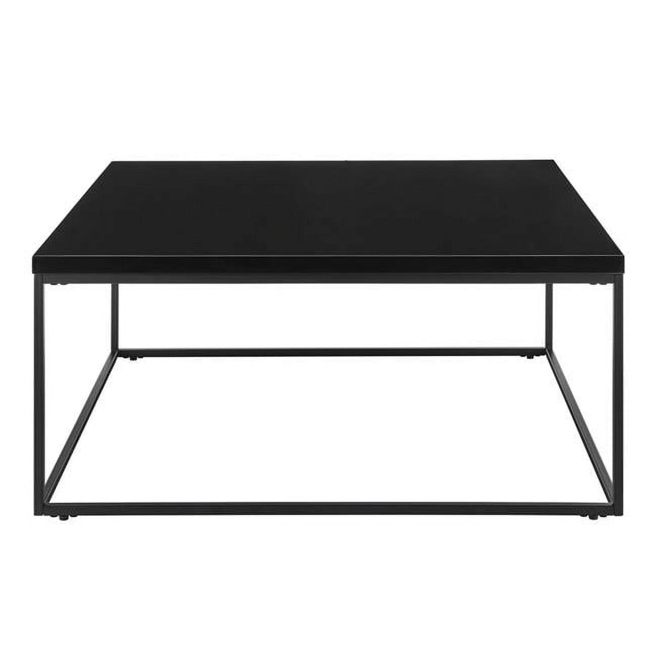 Homeroots Living Room Black on Black High Gloss Square Coffee Table
