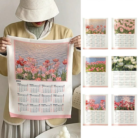 Homerr 2024 Calendar Hanging Cloth Calendar 2024 Calendar Hanging Tapestry Soft Rich Color Exquisite Pattern Decorative Wall Background