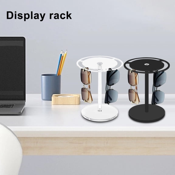 Homerr Acrylic Glasses Display Stand Rotating Eyeglass Storage Rack 360 Degree Rotating Acrylic Sunglasses Holder Stand Clear Eyewear Display Rack Desktop Organizer Glasses Display Stand