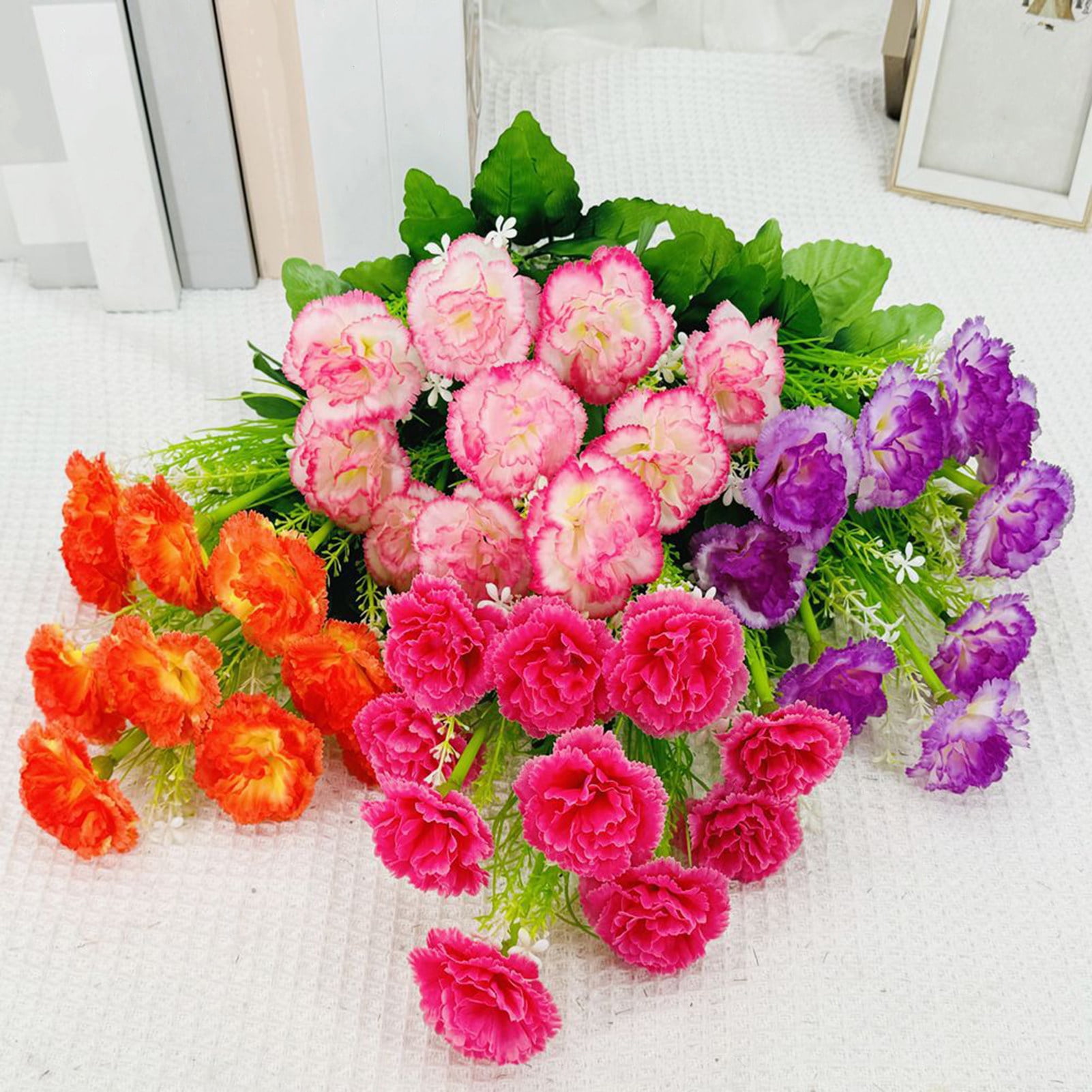 Homerr Artificial Carnation Flowers Fake Silk Flowers Artificial