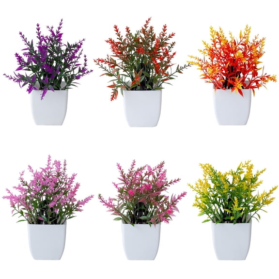 Homerr Artificial Potted Plant Front Door Decor Simulation Lavender Bonsai Realistic Vibrant Colored Fake Potted Plant for Home Garden Decoration