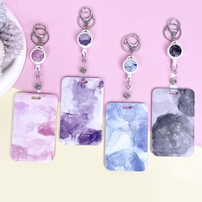 Homerr Badge Holder Retractable Badge Holder ID Badge Holder with Retractable Reel Vertical Name Key Card Holder, Exquisite Pattern, Easy to Use